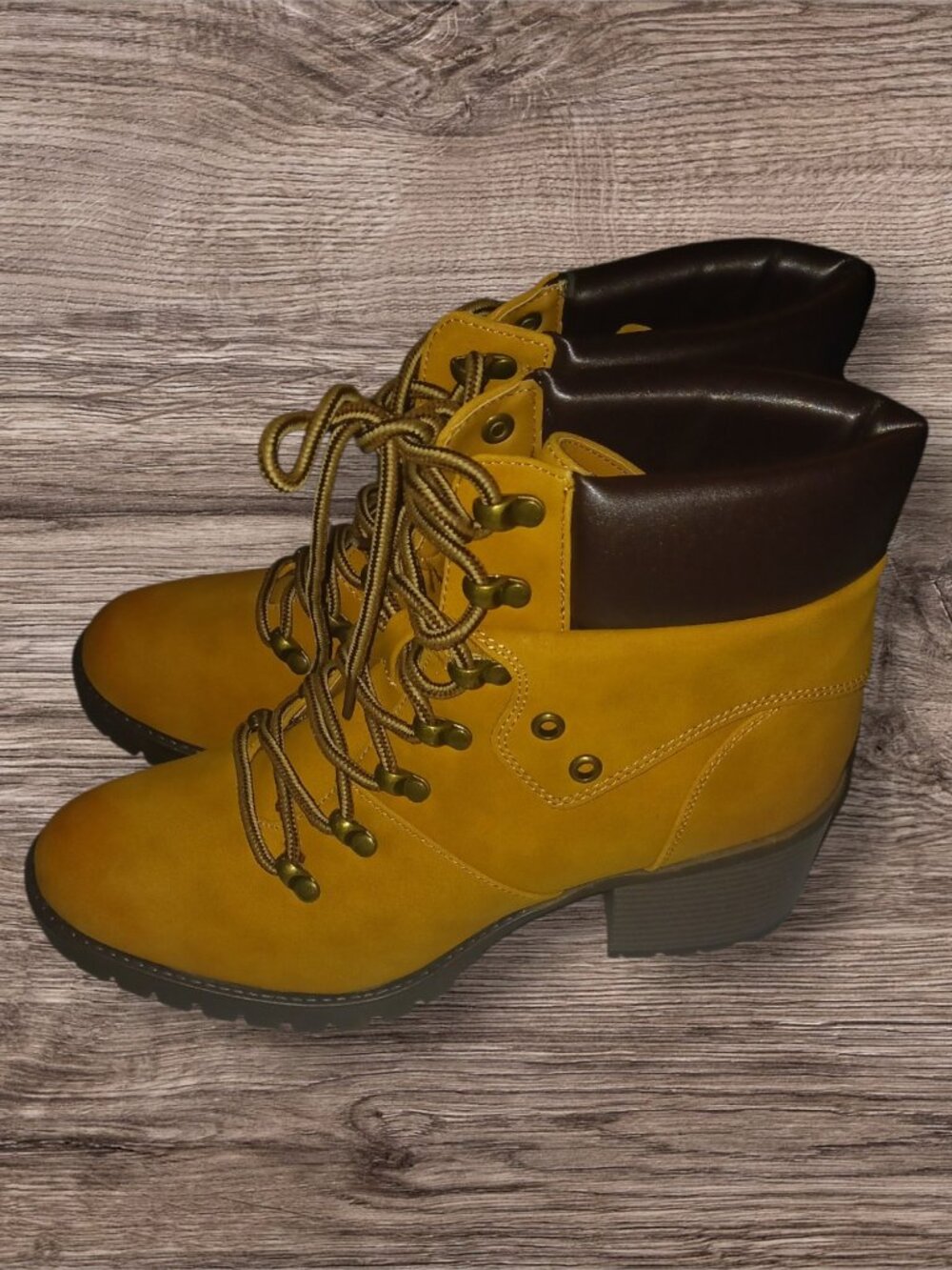 Maurices Tan Lace-Up Combat Booties Block Heel Women's Size 8